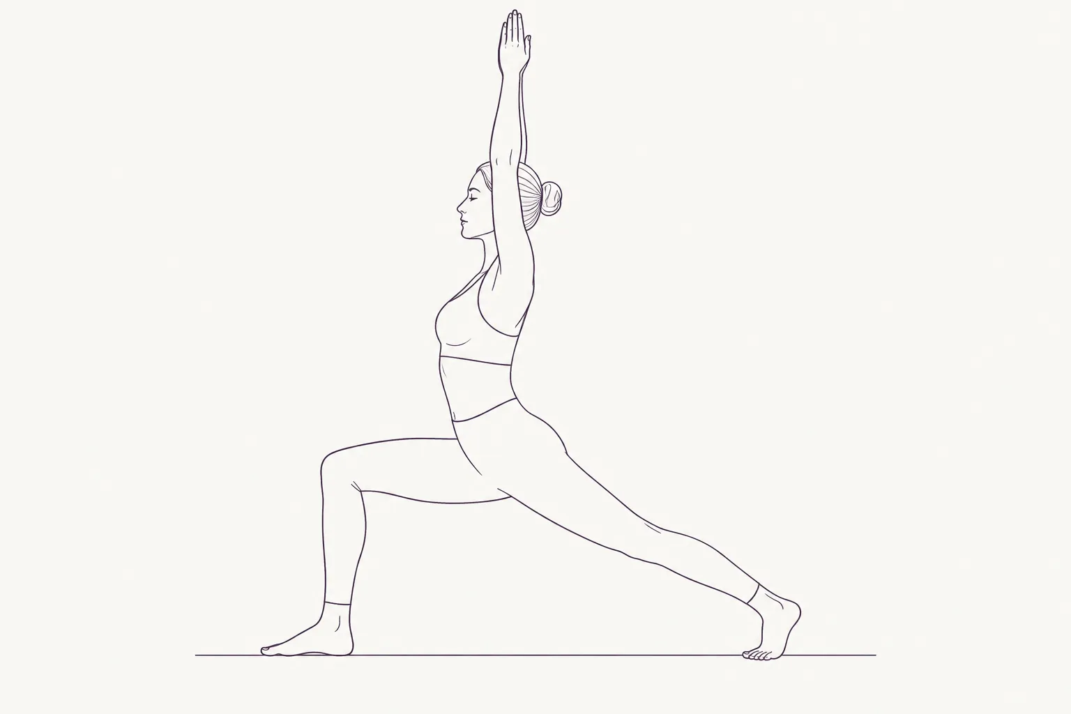 Disegno al tratto di una figura in affondo con le braccia sollevate.